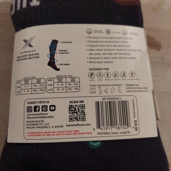 𝅺extreme fit compression socks blue new in package size L/XL unisex - Picture 3 of 3